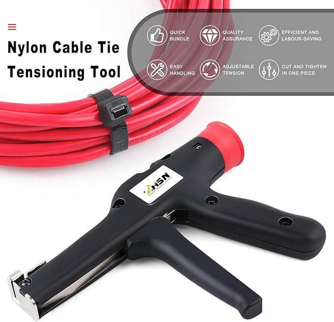 Zhushan Cable Tie Tool: Fasten and Cut Cables with Ease - Fits 2.8mm~12mm Nylon Ties