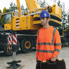 High Visibility Class 3 T Shirts，Hi Vis Safety Shirts with Reflective Strips and Pocket, Long Sleeve Quick Dry Mesh Construction Work Shirt for Men/Women Orange,XL