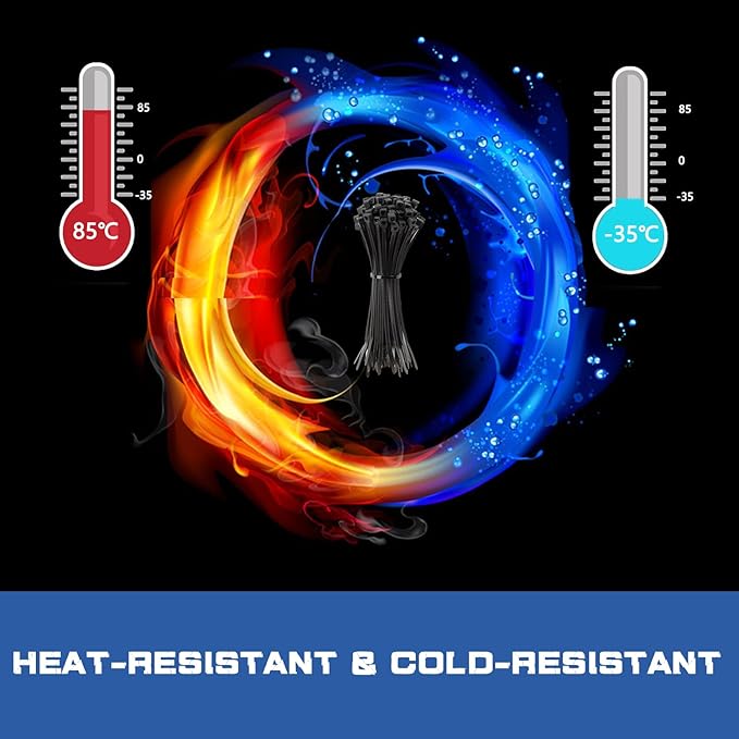 800 PCS Black Zip Ties Assorted Sizes 8+12+14+18 Inch Self-locking Nylon Cable ties Heavy Duty Outdoor, UV Resistant Wire Straps for Home Office Garden Workshop Indoor Outdoor Fence