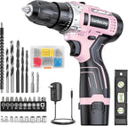GardenJoy Cordless Power Drill Set: 12V Electric Drill with Battery and Charger, 65pcs Acessories, 3/8"Keyless Chuck, 2 Variable Speed, 24+1 Position, Compact Drill Driver Kit for Home & DIY Project