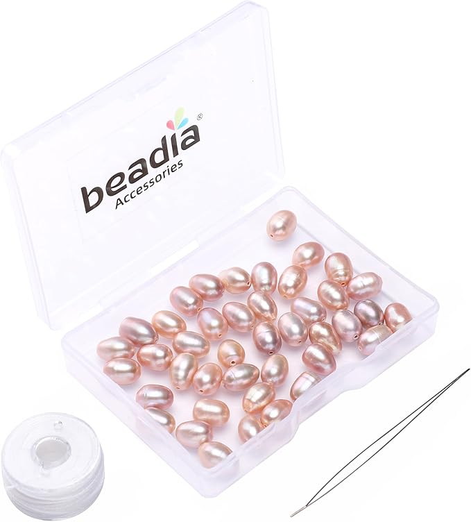 Natural Pearl Beads Rice 6-7mm Purple Freshwater Cultured Loose Gemstone Beads for DIY Jewelry Making 13.8''/Strand HQ