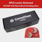 Concrete Floor Grinding Discs, Diamond Metal Grinding Tooling for Lavina Grinders, Concrete Preparation & Thin Epoxy Remove, Double Arrow Segments 30/40 Grit Soft Bond, Pack of 9