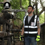 Dib Safety Reflective Vest High Visibility with Pockets and Zipper, Black 2XL