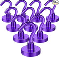 MIKEDE Magnetic Hooks Heavy Duty, 28Lbs Neodymium Magnets with Hooks for Refrigerator, 10Pcs Strong Cruise Hooks for Hanging, Magnetic Hanger for Grill, Toolbox, Storage - Purple