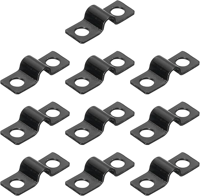 uxcell 100Pcs U-Shaped Pipe Clamp, 3/16 Inch(5mm) 2 Hole U-Tube Strap Clamp Heavy Duty Connector Bracket for Conduit Cables Wire Cord, Black