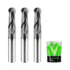 Extra Long Ball Nose End Mills 3/8 Inch SHK. and Cutting Dia. 3D Carving, High-Speed and Deep Cutting, AlCrN Coated, Apply for Alloy Steel, Stainless Steel and Various Cast Iron. (3PCS)