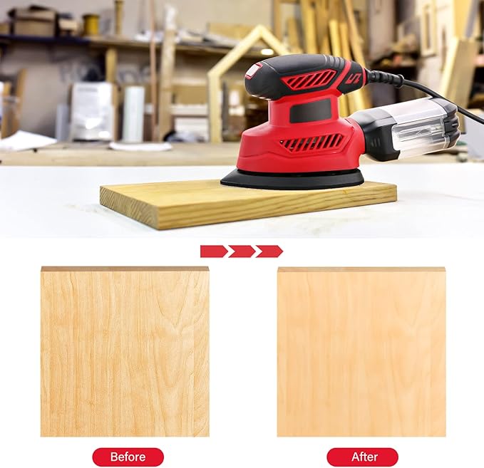 Hand Sanders for Wood, 14,000 RPM Compact Electric Sander Tool with 20 Pcs Sandpapers and Upraged Dust Box, Electric Sanders for Wood, Detail Sander for Sanding, Polishing, Removing Paint in Home