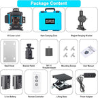 KEZERS Laser Level 360 Self Leveling,4 x 360 Laser Level with Screen Green Laser Level Line tool Leveling and Alignment Laser Tool with Pulse Mode for Construction and Picture Hanging,Remote Control