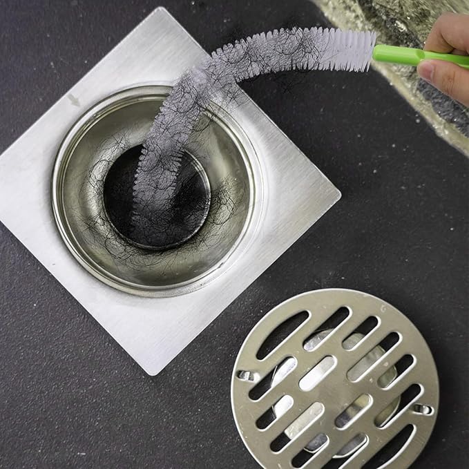 Sewer Drain Brush, Drain Clog Remover, 17inch Flexible Long Pipe Hair Clogs Catcher Cleaner Tool for Toilet, Kitchen Sink, Bathroom Tub, Sewer Drain