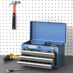 Metal Tool Box,3 Drawer Tool Box with Top Storage Tray, Portable Tool Chest with Locking System and Drawer Liner, Hand Carrying Tool Chest for Garage,Home or Workbench