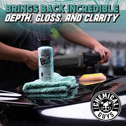 Chemical Guys C4 & P4 Clear Cut Correction Compound and Precision Paint Perfection Polish Combo, Paint Correction - Fixes Scratches, Swirls, Towel Marks, Etching, & More (2-16 fl oz)