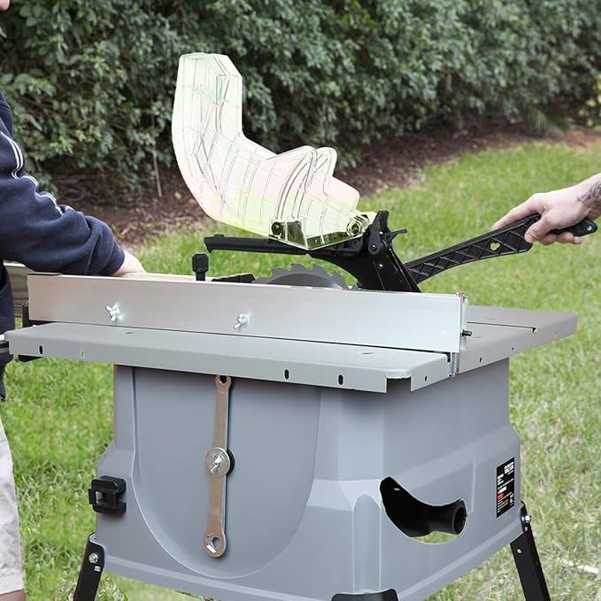 Generic Table Saw 10 Inch, 5500 RPM 15A Powerful Table Saw with Protective Cover, 254 x 15.8 x 24T Blade, 0-45°Cutting Range for Metal, Woodworking, Plastic