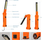 LED Rechargeable Work Lights, Flashlight Hand Tools Mens Dad Birthday Gift Magnetic Worklight,360°Rotate 5 Modes Portable Inspection Torch for Mechanics,Automotive,Camping,Emergency (2 Pack)