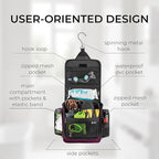 Large Hanging Toiletry Organizer - Travel Toiletry Bag for Men and Women - Waterproof Hygiene Bag with Metal XXL Swivel Hook, Sturdy Zippers and 19 Compartments for Toiletries, Makeup (Purple)