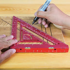 7.5" Magnetic Rafter Square with Jig Block - Multi-Angle Measuring Tool (90° & 180°) for Precise Carpentry & Flatwork(Red)