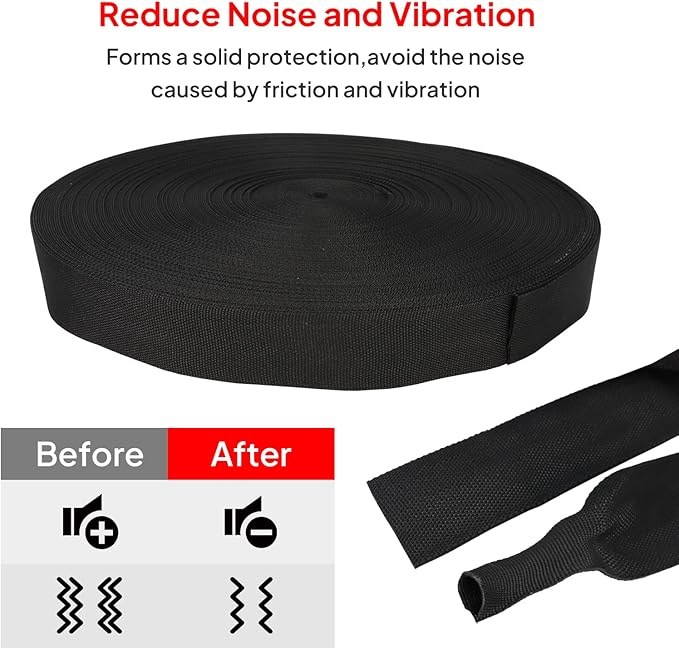 2 in 1 Heat Shrink Braided Sleeving Fabric Tubing-Perfectly fit Irregular Shape Hose/Cable/Wire (1/2"(12mm), 22FT)