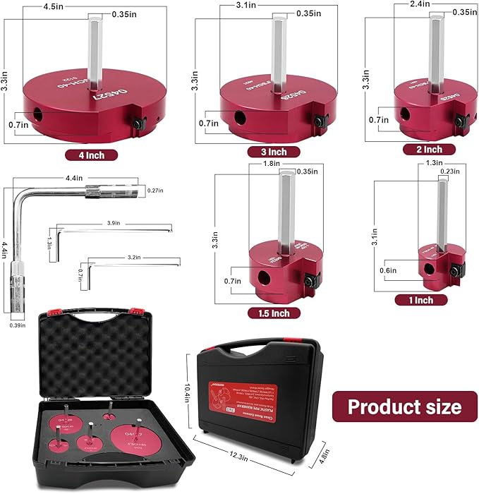 5 Piece PVC Pipe Reamer Kit With A Socket Wrench,MEIFRENSHIP 1" 1.5" 2" 3" 4 Inch Plastic Pipe Fitting Reamer Tools Contain PPR100, PPR150, PPR200, PPR300, PPR400, Fit Into Standard 3/8" & 1/4" Drills