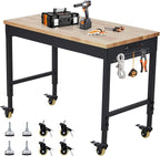 Work Bench 72" Adjustable Height, Heavy-Duty Portable Workbench with Power Outlets for Garage & Workshop, 2000 LBS Load Capacity, Work Table for Office, Home, Easy Assembly