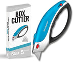 Box Cutter Retractable Utility Knife - Heavy Duty Box Cutter Knife Cardboard Cutter - Box Opener Razor Blades Utility Knife - Box Knife Carpet Cutter with 5 Sharp Blades