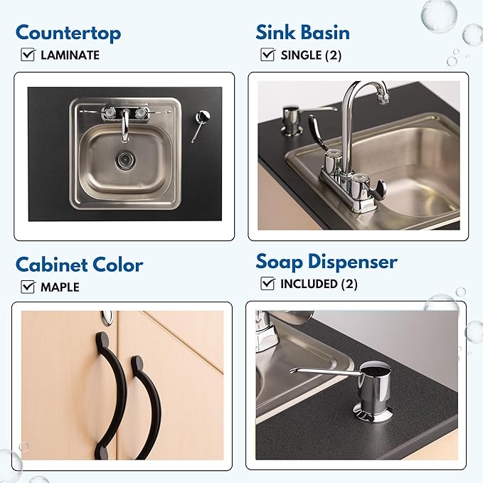 Ozark River Portable Sinks Lil Delux, Child Height Double Basin Portable Hand Washing Station for Daycares & Classrooms, Self-Contained Portable Sink with Hot Water for Kids