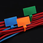 Cable Zip Tie with Tag,Wire Zip Ties with Label,200 Pcs 4 inch Plastic Nylon Cable Ties,Multi Color Self-Locking Write on Tie Wraps