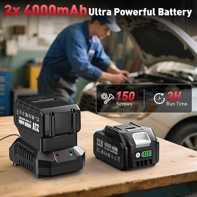 Avrhit Cordless Impact Wrench 1/2 Inch, 1300Nm / 960ft-lbs High Torque Impact Gun with 2x 4.0Ah Batteries, 5 Sockets Electric Impact Driver for Car/Truck RV/Mower