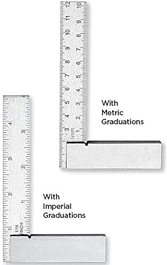 Groz 01143 6" Graduated Workshop Steel Square, 0.00028" Squareness