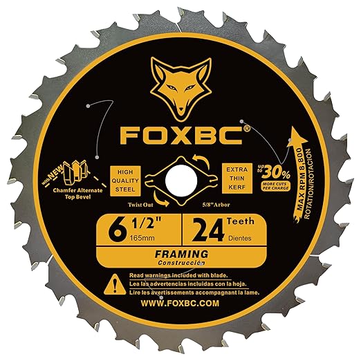 FOXBC 6-1/2 inch Circular Saw Blade 24T 40T 60T Combo Pack, Ultra Fine Finish for Wood Cutting, Thin-Kerf with 5/8" Arbor