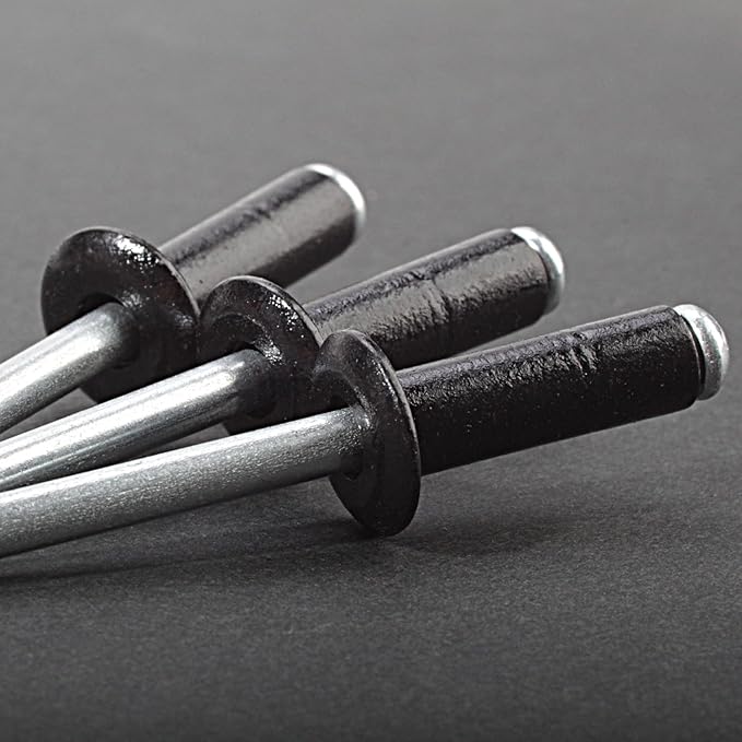 Linkup 75pcs pack 1/4" x 5/16" Black pop blind Rivets, 6.4mm x 8mm Black pop rivets,Aluminum Body Steel Mandrel Rivets (Black),Dome Head aluminum rivets
