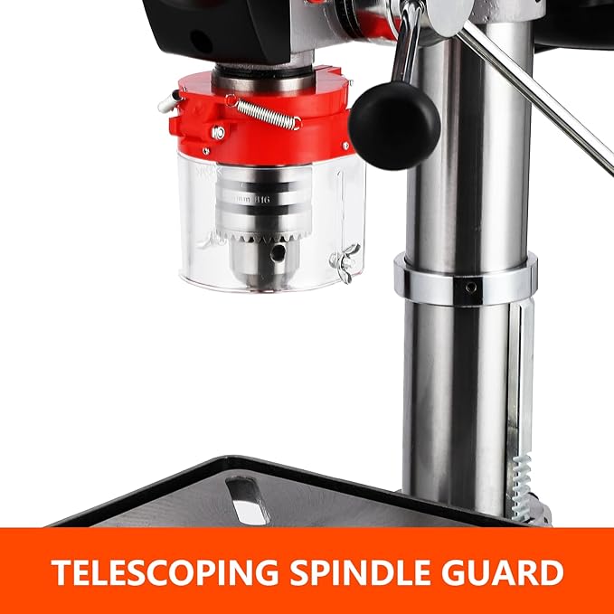 13 in Benchtop Drill Press, 7.5 Amp 120V, 288-3084 RPM Variable Speed Cast Iron Bench Drill Press, 0-45°Tilting Worktable, Tabletop Drilling Machine for Wood Metal
