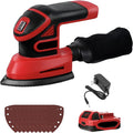 1.9Amp Cordless Detail Sander Compatible with Milwaukee 18v Battery, Dust Collector, Brushless 12,000 OPM Speed, Compact Soft Palm Grip, 10pcs Sanding Pads, 2.0Ah Charger & Battery Kit (Red)