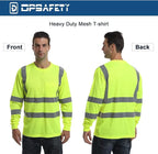 Hioh Visibility Class 3 T Shints, Hi vis Safety Shits with Refective Strips and Pocket ong Sleeve Quick Dry Mesh Construction Work Shirt for wenwomen Lime.4XL