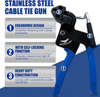 Metal Zip Ties Tool Gun - Trivd Frol One Hand Operation Metal Cable Tie Gun for Fastening Cutting Stainless Steel Zip Ties, Comes With 100pcs Self-Locking Metal Zip Ties Heavy Duty Outdoor, Scissors