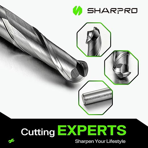 Carbide Ball Nose End Mills 2 Flute 1/4 Inch SHK. and Cutting Dia. 3D Carving, High-Speed and Deep Cutting, AlCrN Coated, Apply for Alloy Steel, Stainless Steel and Various Cast Iron. (3PCS)
