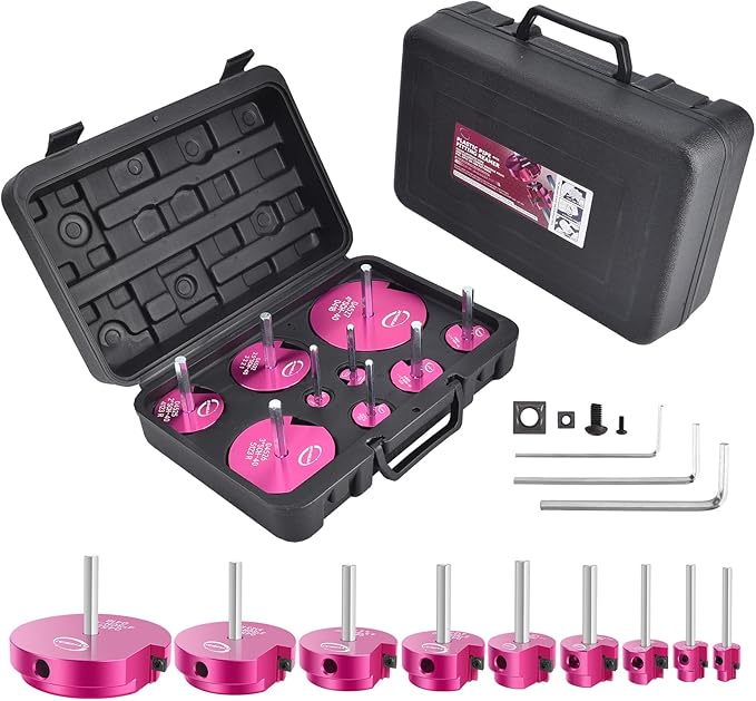 9 Pcs PVC Pipe Reamer Kit, PVC Fitting Saver Socket Saver Plumbing Tool with 1/2", 3/4", 1", 1-1/4", 1-1/2", 2", 2.5", 3" and 4" Head, Pipe Fitting Reamer for SCH40 CPVC ABS, Fits Standard 1/2" Drill