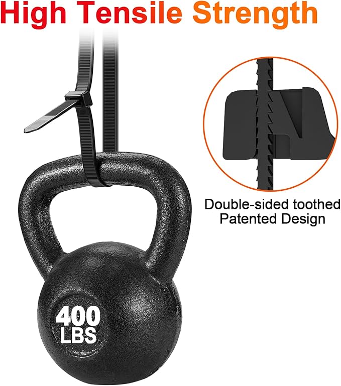 Long Zip Ties Heavy Duty 24 inch，500 LBS Tensile Strength With Double Sided Toothed Super Durable Cable Ties ，Extra Large Wire Ties Adjustable Nylon Tie Wraps for Indoor Outdoor （100 Pack Black）