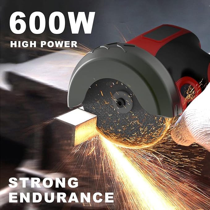 Brushless Cordless Angle Grinder Kit, 28000rpm Mini Electric Angle Grinding Tool with 2x21V 2000mAh Battery and 6-Cutting Discs, Grinder Handheld Cutter for Metal Wood