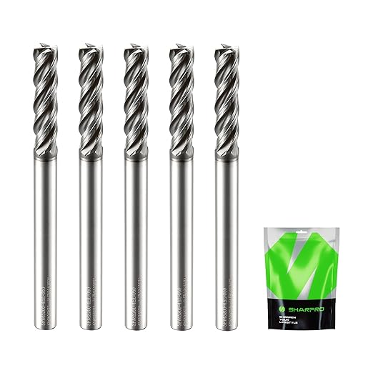 6mm Shank 6mm Cutting Dia. Carbide Square End Mills 4 Flute AlCrN Coated CNC Milling Bits, Apply for Alloy Steel, Stainless Steel, and Various Cast Iron (5PCS)