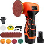Cordless Sander, 3" Palm Sander with 16.8V 3.0Ah Li-ion Battery, 3500RPM Mini Polisher, 19 Accessories Sander Tool for Sanding/Polishing/Waxing/Cleaning