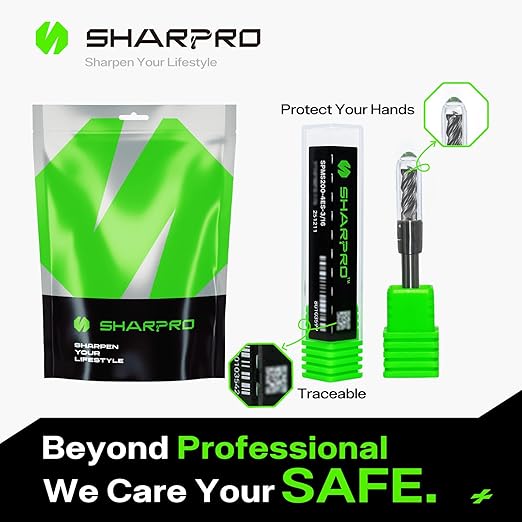 SHAPPRO 3/16 Inch Shank Carbide Square End Mill, 4 Flute CNC Milling Bits, Heat-Resistant Metal Cutting Bits Suitable Alloy Steel, Stainless Steel, Various Cast Iron