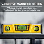 Digital Level and Protractor, 10 Inch IP54 Protected Electronic Bubble Inclinometer Angle Finder Gauge with Large LED Backlight Display & Magnetized V-Groove Base Carrying Bag Included (Orange)
