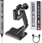 AM ARROWMAX Mini Electric Drill Pen with Benchtop Press, 5-Speed, 10 Small Drill Bits with Aluminium Box, LED Lights, OLED Display, Resin Drill Set For Jewelry Making, Plastic, Wood (SDS PLUS)