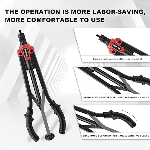 WETOLS 17" Rivet Nut Tool, Hand Rivet Tool Kit with 11 Metric & SAE Mandrels M3 M4 M5 M6 M8 M10 M12, 10-24, 1/4-20, 5/16-18, 3/8-16, 110pcs Rivnuts, Sturdy Case Packed, Auto Release Nut Design, WE-896