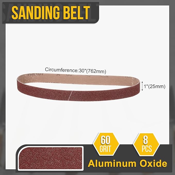 1 x 30 Inch Sanding Belt, 8 Pcs 60 Grit Knife Sharpener Belts Work Sharpening for Belt Sander Knife Carving Tool Metal Working