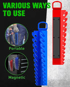 SWANLAKE 2-Piece Magnetic Wrench Organizer Toolbox Holder, SAE (1/4'' to 15/16''), Metric (6mm to 24mm) Ratchet Wrench Organizers, Total Hold 24 Slots Wrenches Holder for Tool Box