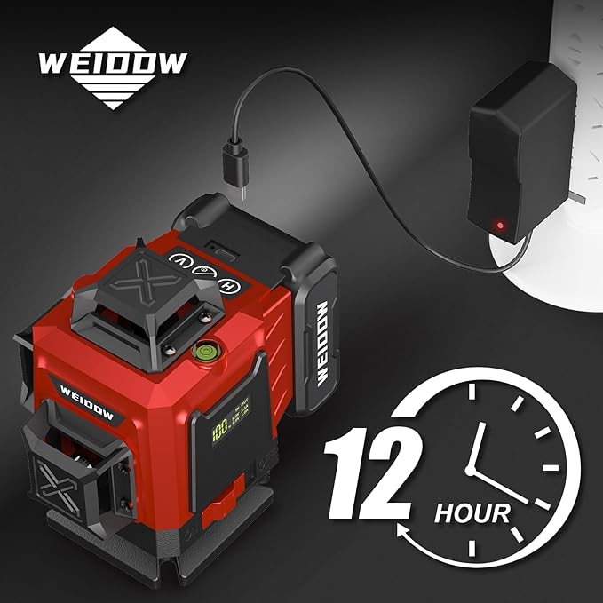 Laser Level 360 Self Leveling with Tripod,WEIDDW 4D Lazer Level,4x360° Cross Line Laser for Construction Project Renovation,Floor Tile, Laser Level Lines Tool,Durable Case