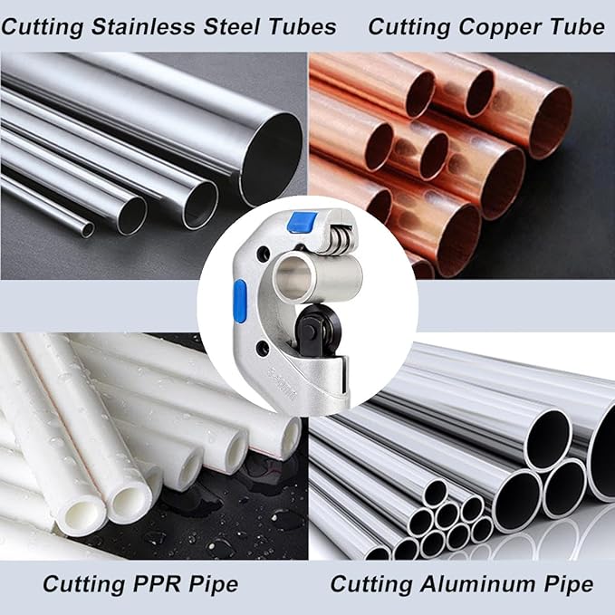 Pipe Cutter, （Contains 2 cutting blades）Tubing Cutter Tool, Copper Pipe Cutter Tool 3/16" to 2" Outer Diameter, for cutting copper pipes, stainless steel pipes, aluminum pipes and PVC pipes
