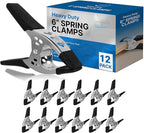 12 Pack - 6" inch Spring Clamp Large Super Heavy Duty Spring Metal Black - 3 inch Jaw opening
