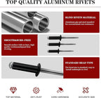 180pcs Black 3/16" x 3/8" Aluminum Blind Rivets, 4.8 x 9.5mm Pop Rivets,Aluminum Grip and Steel Mandrel