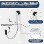 17-in-1 Pegboard Hooks Assortment - 143 Pcs 14 Sizes Peg Board Organizer Accessories Kit with 6 Pegboard Bins, 30 Silicone & 42 Stainless Steel Peg Hook Locks for 1/4" and 1/8" Pegboards Hanging Tools